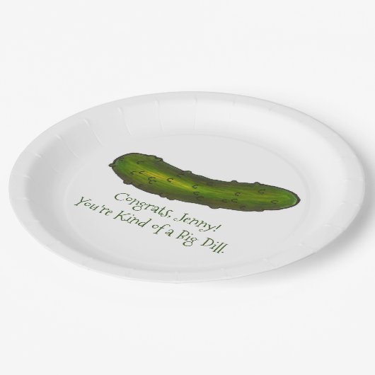 Eine Art großer Glückwunsch an Green Pickle Pappteller (Schrägansicht)