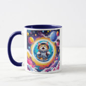 Eine Astronautenkatze, die im All schwimmt. Tasse (Links)