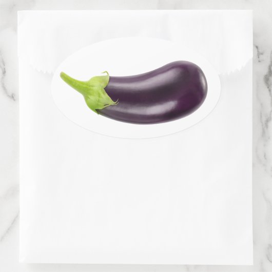 Eine Aubergine Ovaler Aufkleber (Tasche)