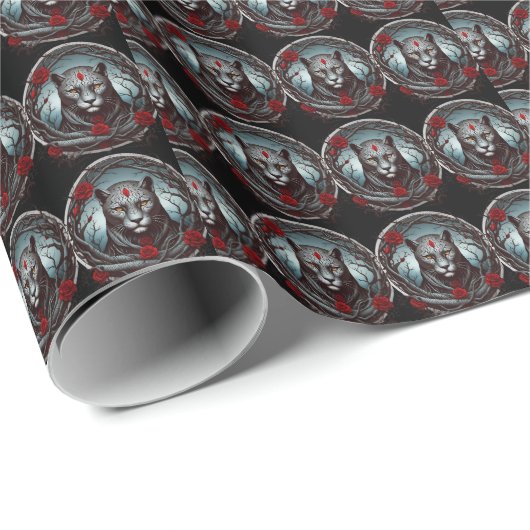 Eine auffällige Abbildung eines Panters Geschenkpapier (Rolleneckpunkt)