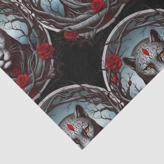 Eine auffällige Abbildung eines Panters Seidenpapier (Detail)