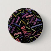 Eine Auflistung farbiger Wörter, die Americ beschr Button (Vorderseite)