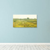 Eine ausgedehnte Wiesen-Landschaft mit Gänsen Leinwanddruck (Insitu (Holzboden))