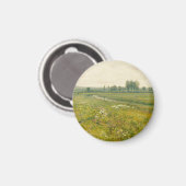 Eine ausgedehnte Wiesen-Landschaft mit Gänsen Magnet (Vorderseite/Rückseite)