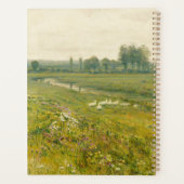 Eine ausgedehnte Wiesen-Landschaft mit Gänsen Planer (Rückseite)