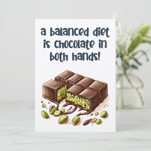 Eine ausgewogene Ernährung ist Schokolade Kunafa i Einladung (Stehend Vorderseite)