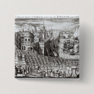 Eine Aussicht der Stadt und des Hafens Button