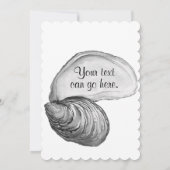 Eine Auster-Muschel mit dem Sprichwort "Die Welt i Einladung (Rückseite)