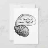 Eine Auster-Muschel mit dem Sprichwort "Die Welt i RSVP Karte (Rückseite)