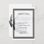 Eine Auster-Muschel mit dem Sprichwort "Die Welt i RSVP Karte (Vorne/Hinten)