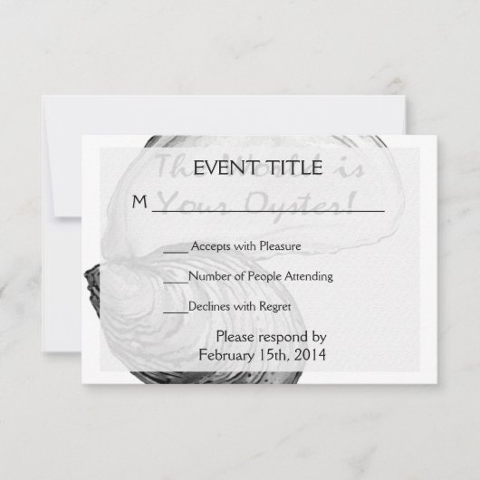 Eine Auster-Muschel mit dem Sprichwort "Die Welt i RSVP Karte (Vorderseite)