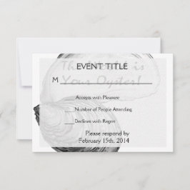 Eine Auster-Muschel mit dem Sprichwort "Die Welt i RSVP Karte