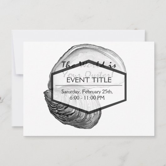 Eine austere Muschel mit dem Sprichwort "Die Welt Einladung (Rückseite)