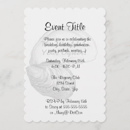 Eine austere Muschel mit dem Sprichwort "Die Welt  Einladung