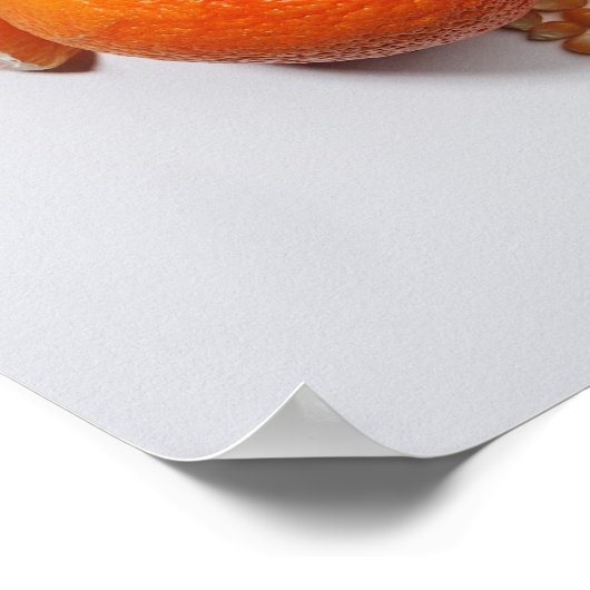 Eine Auswahl an Orangenfrüchten und -gemüse. Poster (Ecke)