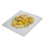 Eine Auswahl der gelben Früchte u. des Gemüses Fliese (Seite)