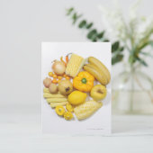 Eine Auswahl der gelben Früchte u. des Gemüses Postkarte (Stehend Vorderseite)