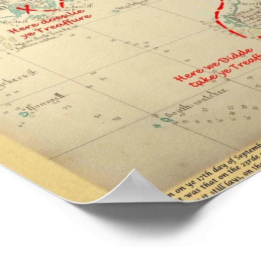 Eine authentische 1690 Pirate Map (mit Verzierunge Poster (Ecke)