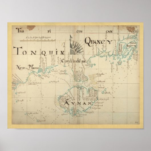Eine authentische 1690 Pirate Map Poster (Vorne)