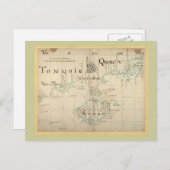 Eine authentische 1690 Pirate Map Postkarte (Vorne/Hinten)