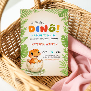 Eine Baby-Dino kurz vor dem Schlüpfen Dinosaurier- Einladung