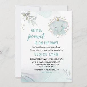 Eine Baby Shower Einladung für einen kleinen Elefa