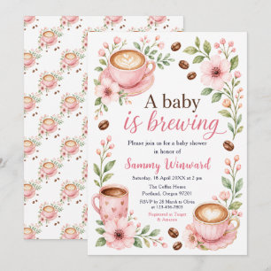 Eine Babybrauerei Pink Florale Babyparty Einladung