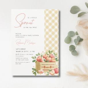 Eine Babyparty mit Apfelkiste und Gingham von A Li Einladung