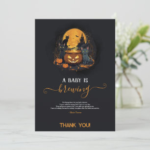 Eine Babyparty zum Gruseln: Süße Halloween-Babysho Dankeskarte