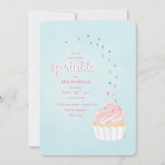 Eine Babysprinkdusche mit Kuchen Einladung (Vorderseite)