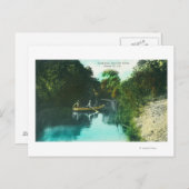 Eine Bach-Szene mit einer Familie in einem Kanu Postkarte (Vorne/Hinten)