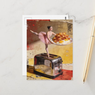 Eine Ballerina auf dem Toaster surreal Postkarte