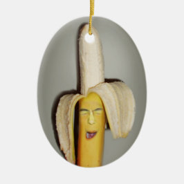 Eine Banane, die Kopfschmerzen spaltet Keramikornament