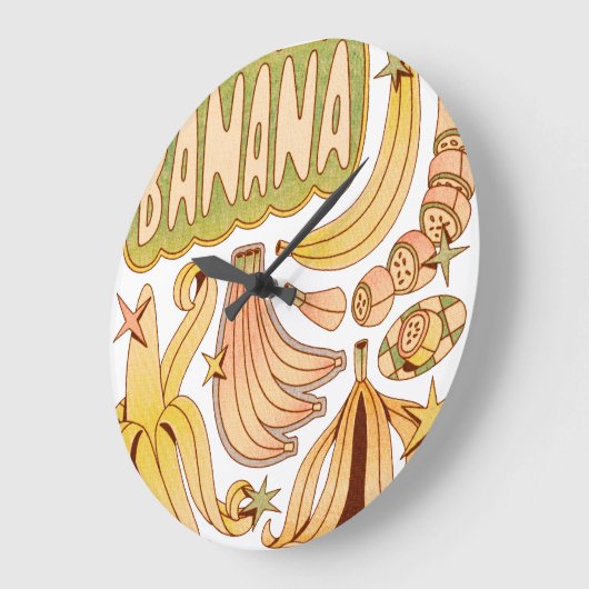 Eine Banane / Illustration von Bananen Große Wanduhr (Winkel)