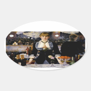 Eine Bar in den Folies-Bergère, 1881-82 Ovaler Aufkleber