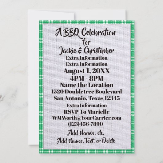 Eine Barbecue-Feier Einladung (Rückseite)