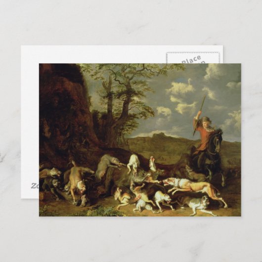 Eine Bärenjagd, 1655 Postkarte (Vorne/Hinten)