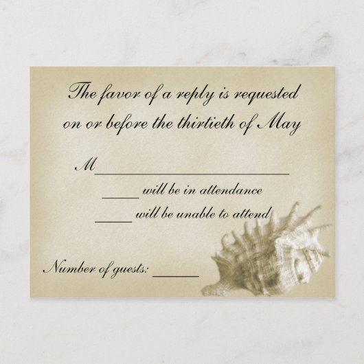 Eine Beach Wedding RSVP Card (Gold) Einladungspostkarte (Vorderseite)