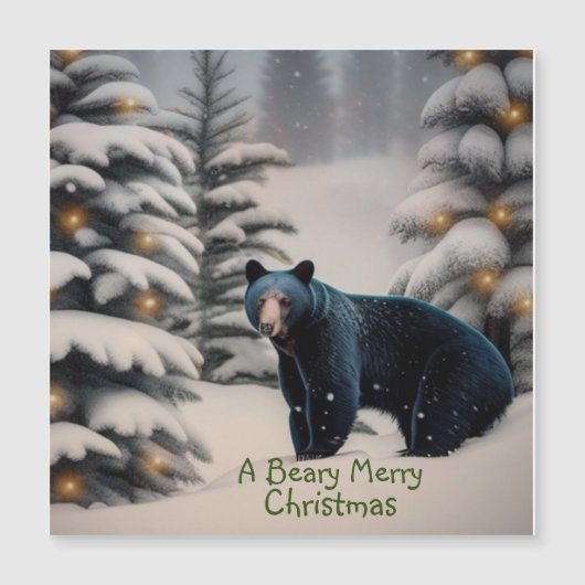 Eine Beary Frohe Weihnachten Magnetkarte (Vorderseite)
