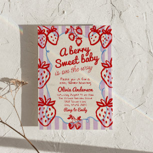 Eine Beere Sweet Baby Hand Drawn Retro Baby Dusche Einladung