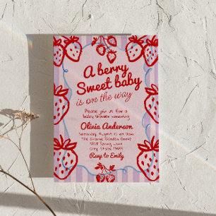Eine Beere Sweet Baby Hand Drawn Writing Baby Dusc Einladung