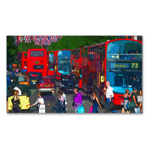 Eine belebte Oxford Street mit Einkaufenden und ro Magnetische Visitenkarte