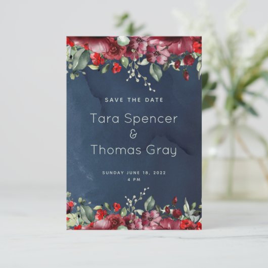 Eine beliebige Anzahl von Rose, die die Datumskart Save The Date (Stehend Vorderseite)