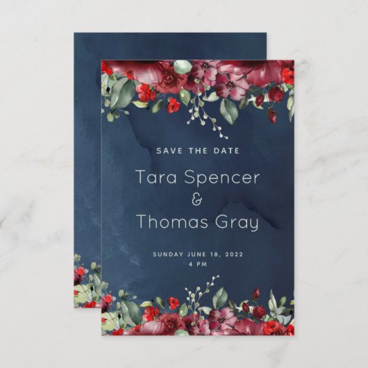 Eine beliebige Anzahl von Rose, die die Datumskart Save The Date (Vorne/Hinten)