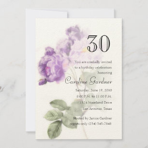 Eine beliebige Zahl zum Geburtstag Einladung Lila