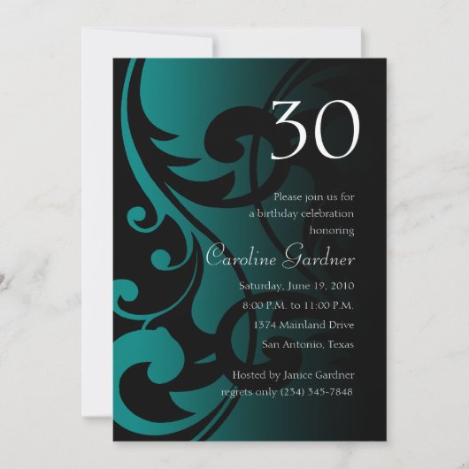 Eine beliebige Zahl zum Geburtstag zeitweilige Ein Einladung (Vorderseite)