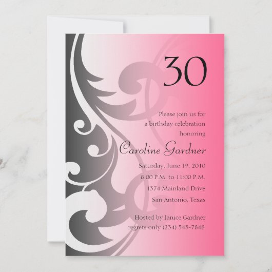 Eine beliebige Zahl zum Geburtstag zeitweilige Ein Einladung (Vorderseite)