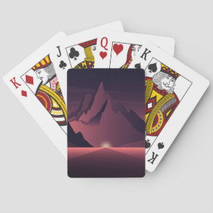 Eine Berg-Sonnenuntergang-Illustration       Spielkarten