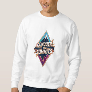 Eine Bergspitze Silhouette mit dem Satz "Conque Sweatshirt