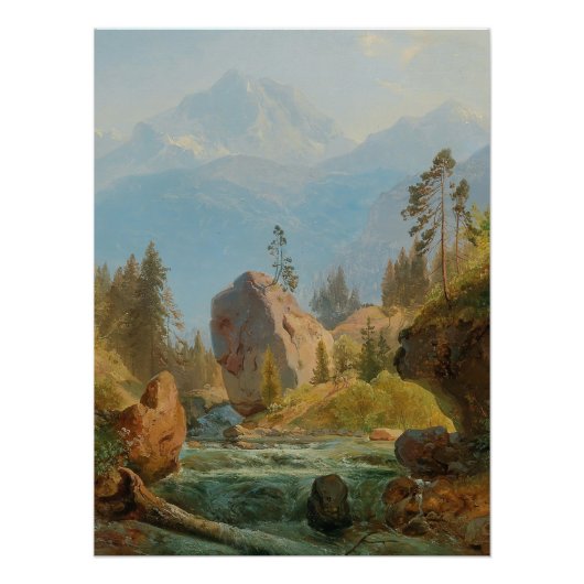 Eine Bergwelt mit Creek - Albert Zimmerman Poster (Vorderseite)